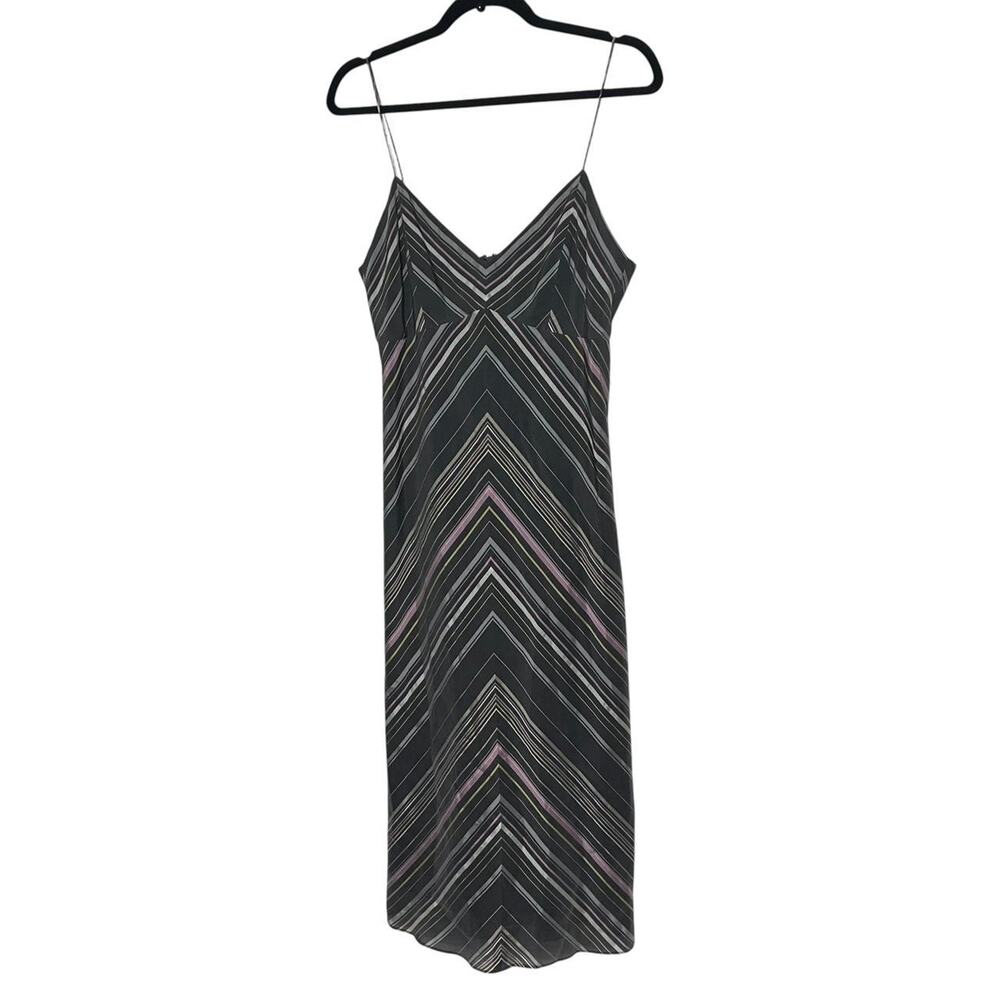 Vintage Y2K J. Crew gray and pink chevron midi dress silk blend size 10